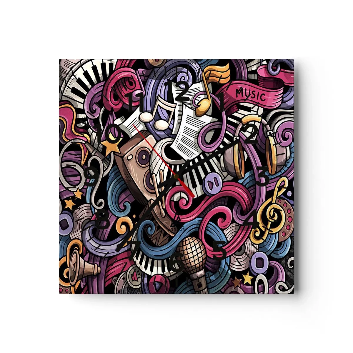 Orologio da parete - Orologio in Vetro - Melodia complicata - 40x40 cm