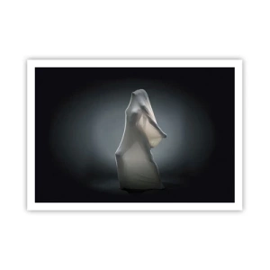 Poster - Una figura in tessuto bianco su uno sfondo scuro - 100x70cm - Desideri nascosti - Decorazione murale moderna per soggiorno e camera da letto ARTTOR