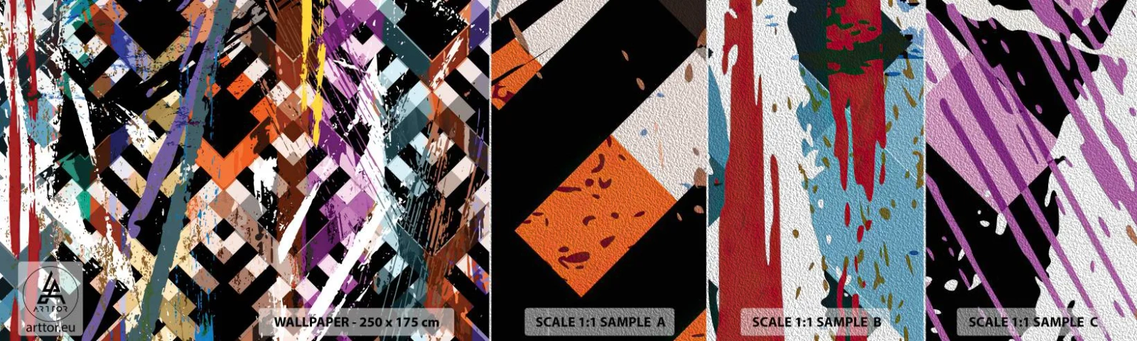 Campione di Fotomurale Premium Sand - Elevato al quadrato - Astrazione, Pezzo, Modello moderno - 100x30 cm