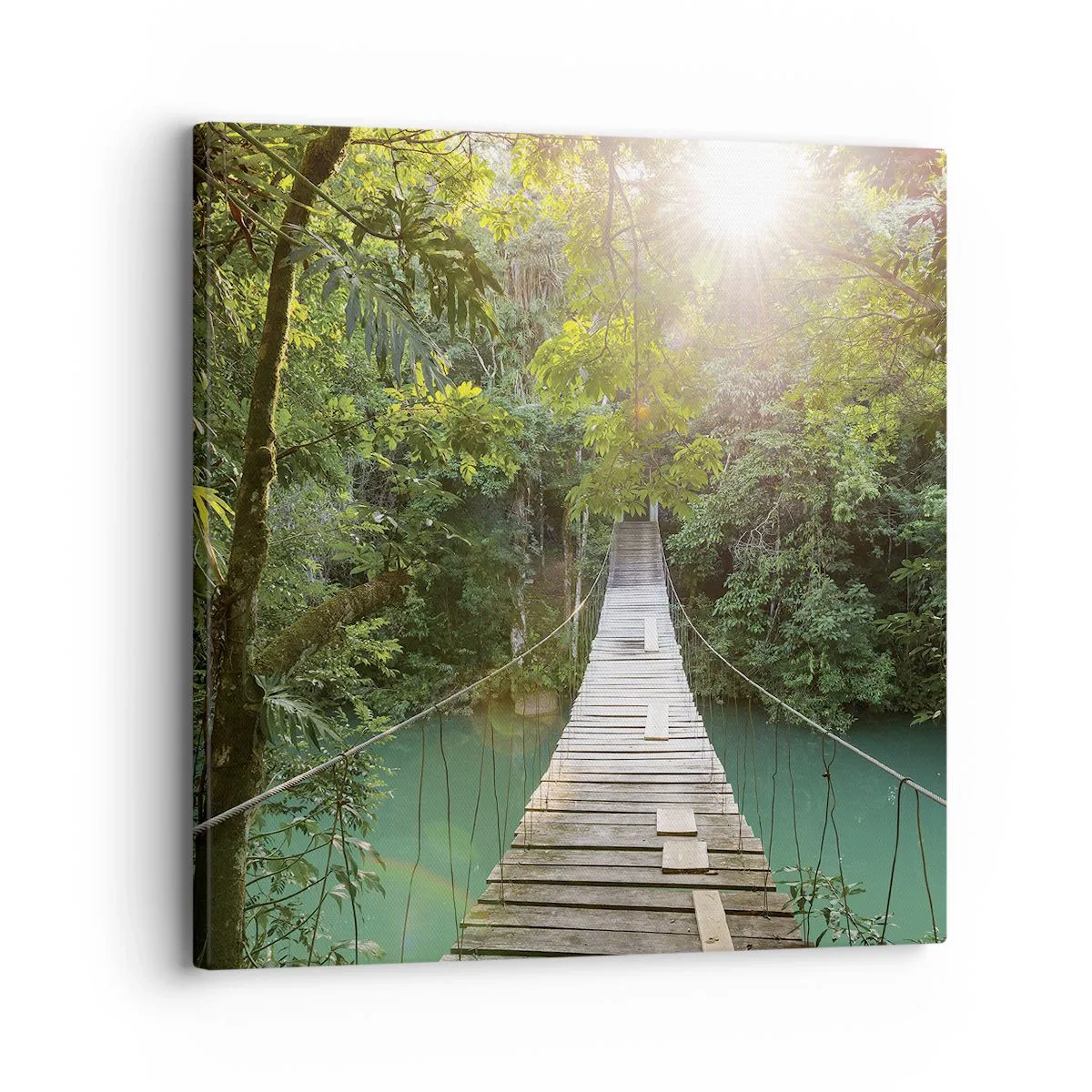 Quadro su tela - Stampe su Tela - Sull'acqua azzurra verso il bosco azzurro - 30x30 cm
