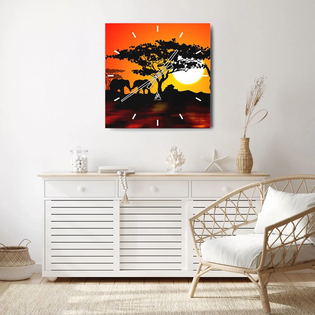 Orologio da parete - Orologio in Vetro - Incontro nella savana - 40x40 cm