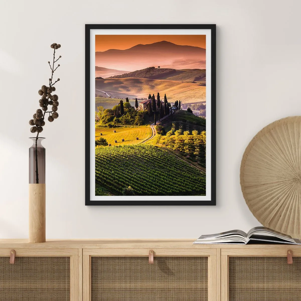 Poster in cornice nera - Arcadia: paesaggio toscano - 70x100 cm