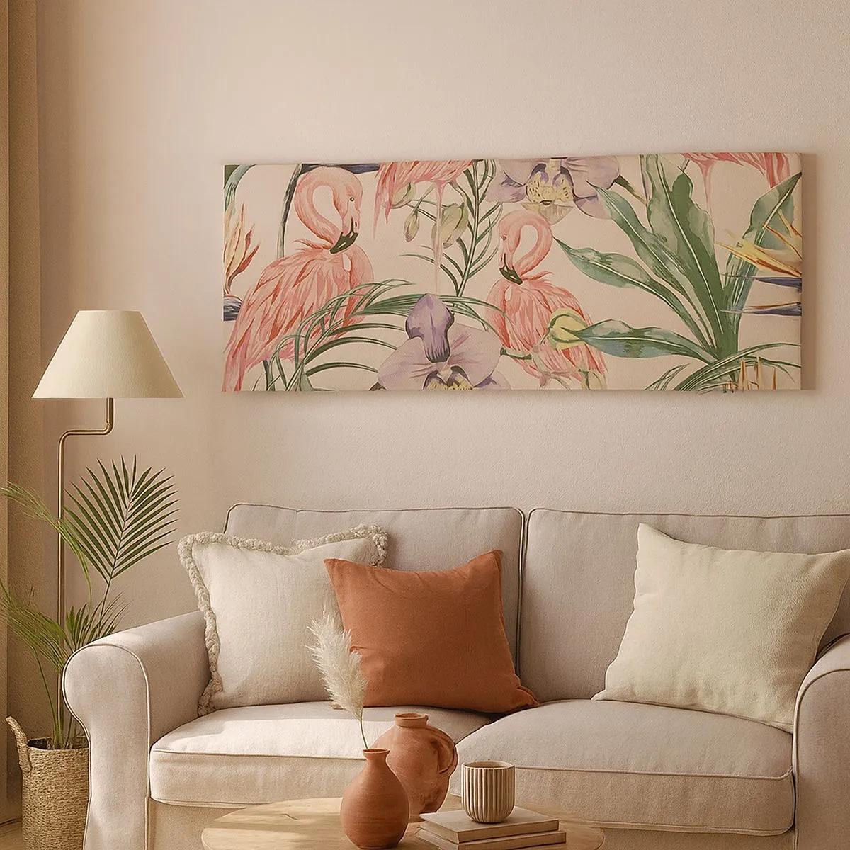 Quadro su tela - Stampe su Tela - Un ballo rosa nei fiori - 100x40 cm