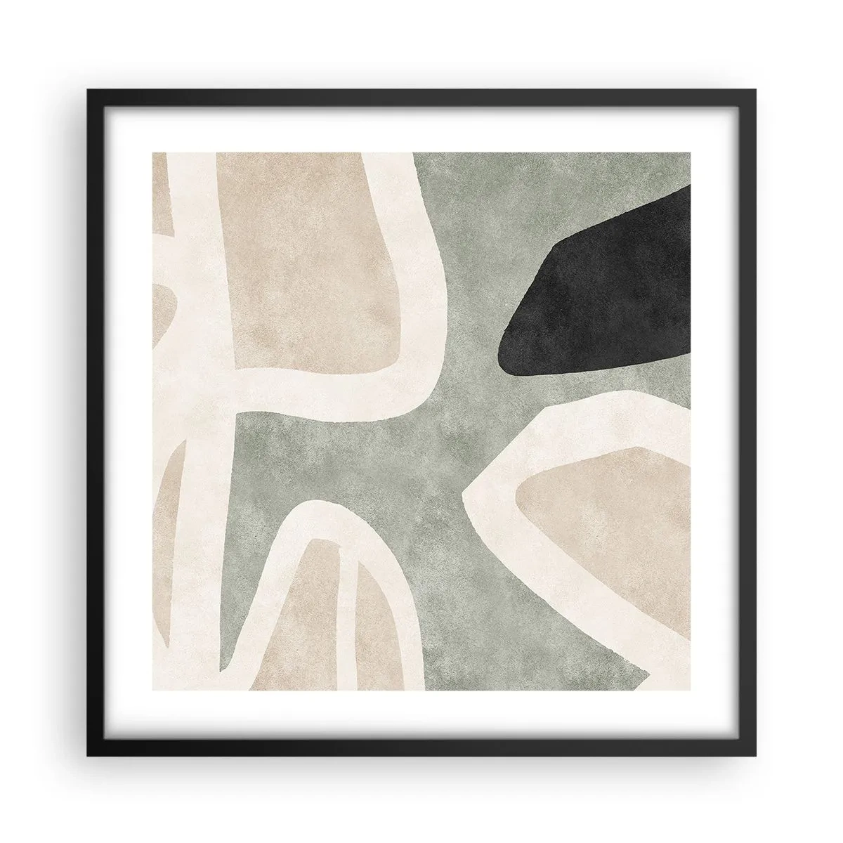 Poster in cornice nera - Composizione con motivi in nero - 50x50 cm