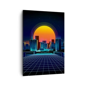 Quadro su tela - Stampe su Tela - Skyline futuristico della città in stile neon - 50x70cm - Davvero vuoi tornare al mondo reale? - Decorazione murale moderna per soggiorno e camera da letto ARTTOR