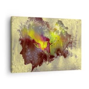 Quadro su tela - Stampe su Tela - Silhouette artistica di una donna con la natura sullo sfondo - 70x50cm - Madre Natura - Decorazione murale moderna per soggiorno e camera da letto ARTTOR