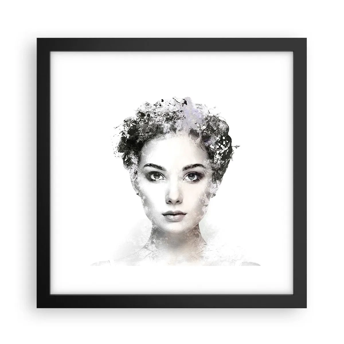 Poster in cornice nera - Ritratto estremamente alla moda - 30x30 cm