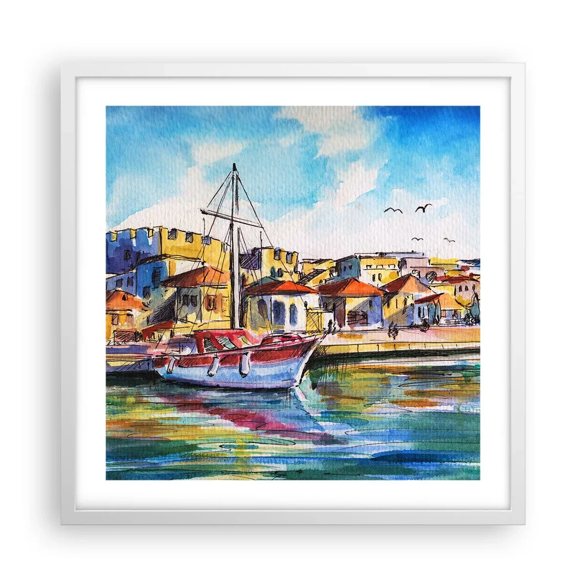 Poster in cornice bianca - Un colorato pomeriggio - 50x50 cm