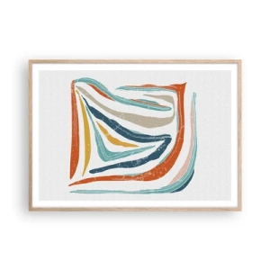 Poster in cornice rovere chiaro - Astrazione piacevolmente sorridente - 100x70 cm