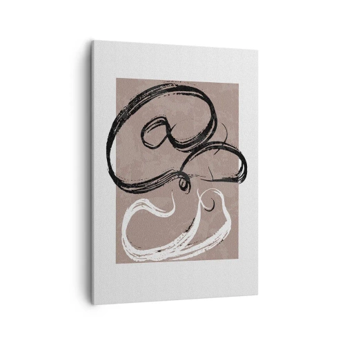 Quadro su tela - Stampe su Tela - Astrazione in bianco e nero su sfondo beige - 50x70cm - Composizione: alla ricerca della pienezza - Decorazione murale moderna per soggiorno e camera da letto ARTTOR