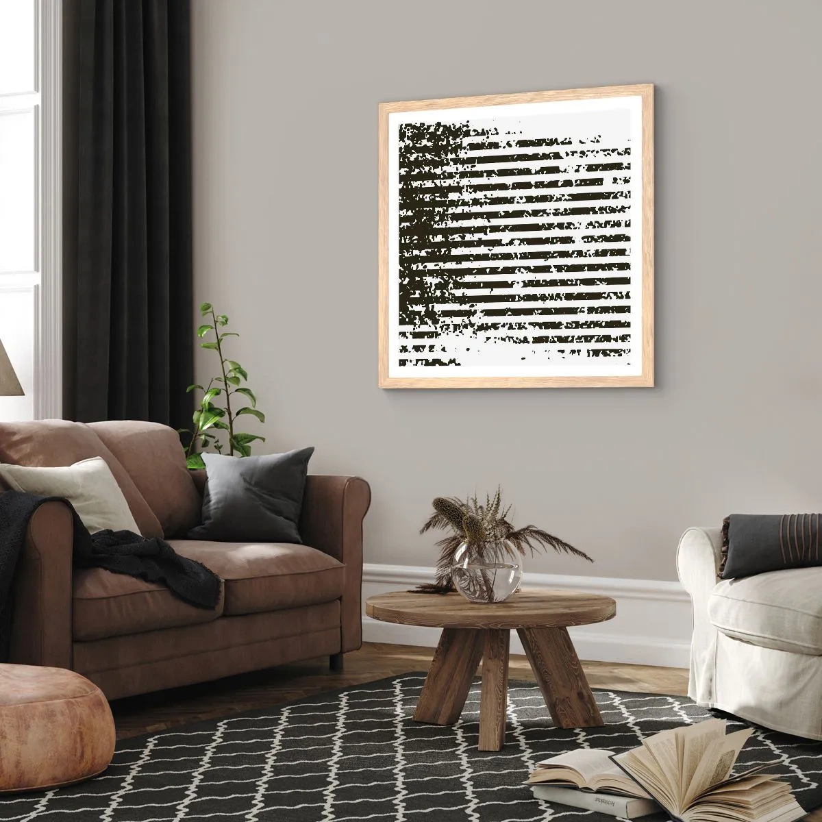 Poster in cornice rovere chiaro - Ritmo e rumore - 40x40 cm