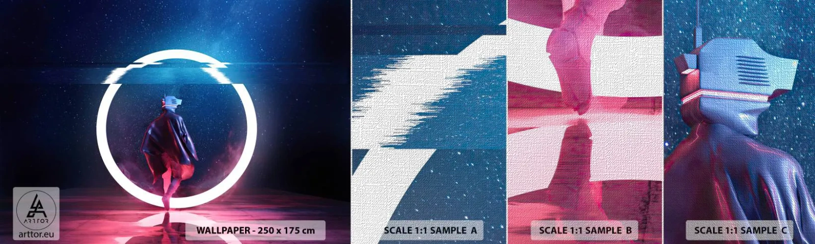 Campione di Fotomurale Premium Canvas - Tra due mondi - Futuristico, Astronauta, Cosmo - 100x30 cm