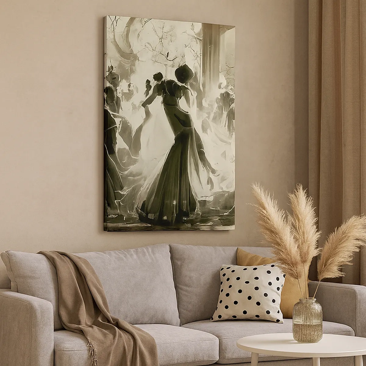 Quadro su tela - Stampe su Tela - Palla in stile retrò in bianco e nero - 50x70cm - Il gran ballo in maschera - Decorazione murale moderna per soggiorno e camera da letto ARTTOR