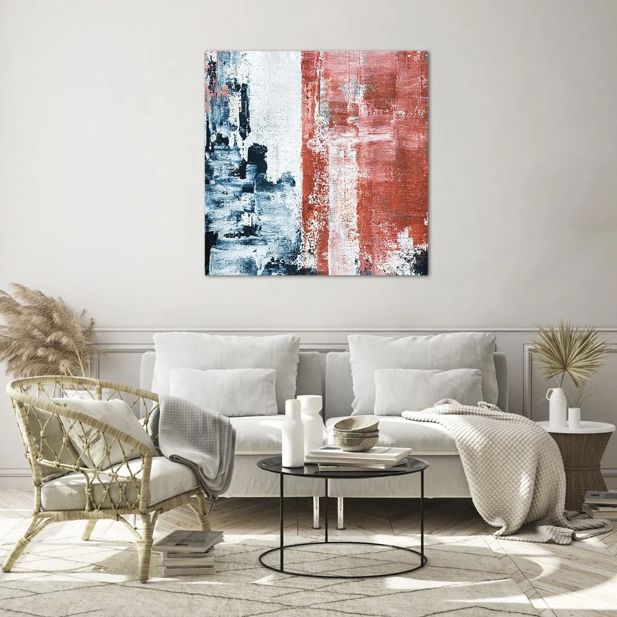 Quadro su vetro - Astratto in due metà - 30x30 cm