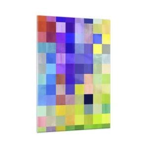 Quadro su vetro - Blocchi geometrici colorati in tonalità luminose e vivaci - 50x70cm - Ognuno diverso, tutti uguali - Decorazione murale moderna per soggiorno e camera da letto ARTTOR