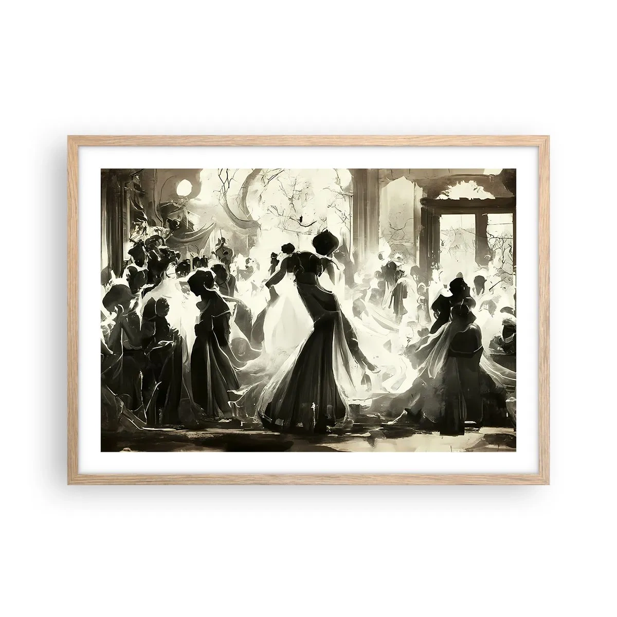 Poster in cornice rovere chiaro - Il gran ballo in maschera - 70x50 cm