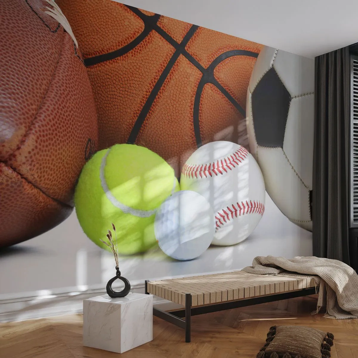 Fotomurali Standard Eco - La palla ci unisce! - Sport, Calcio, Palla da basket - 300x210 cm