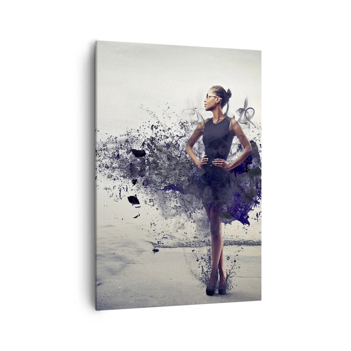 Quadro su tela - Stampe su Tela - Una donna in una composizione artistica sullo sfondo dell'acqua - 70x100cm - Venere africana - Decorazione murale moderna per soggiorno e camera da letto ARTTOR