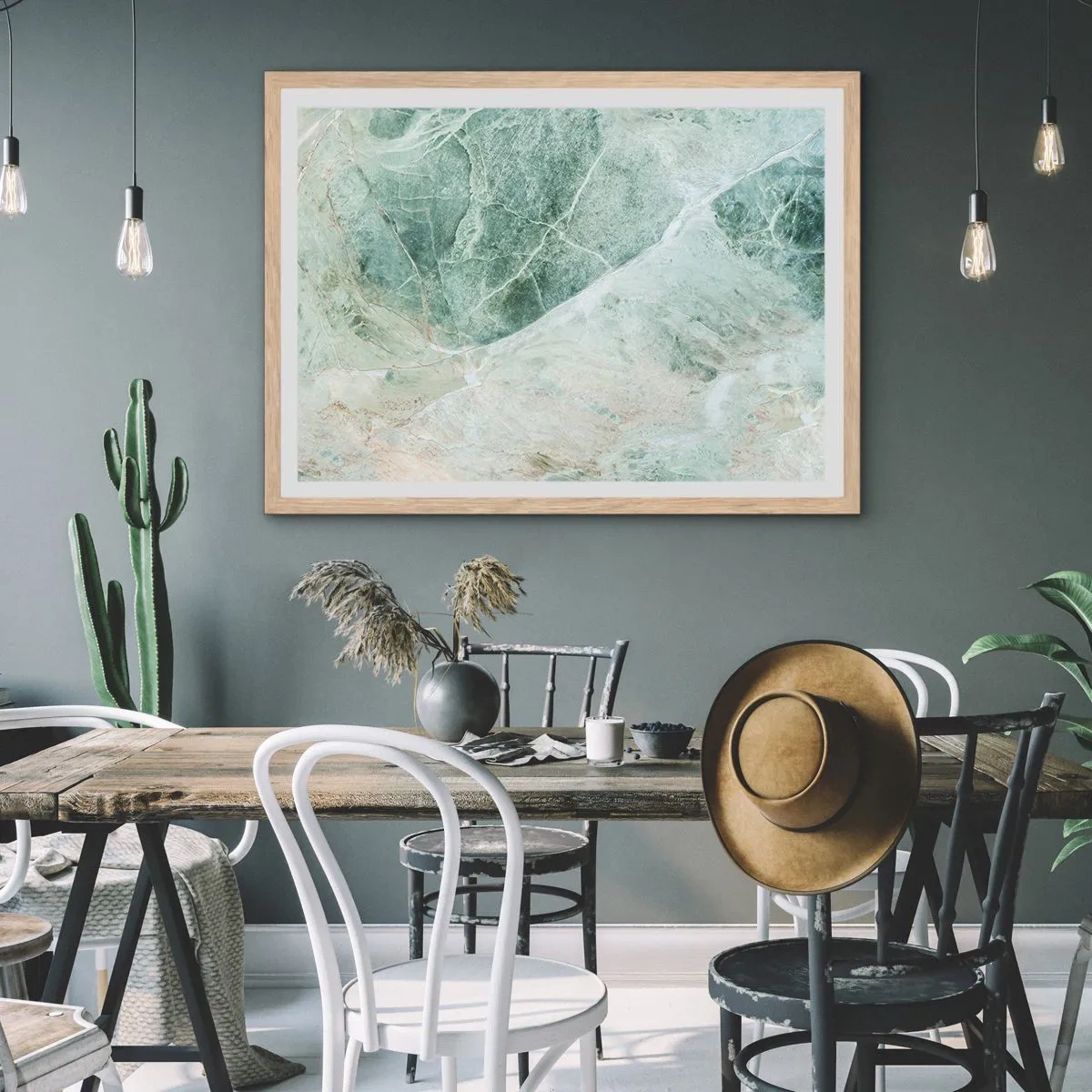 Poster in cornice rovere chiaro - Il freddo nobile della pietra - 100x70 cm