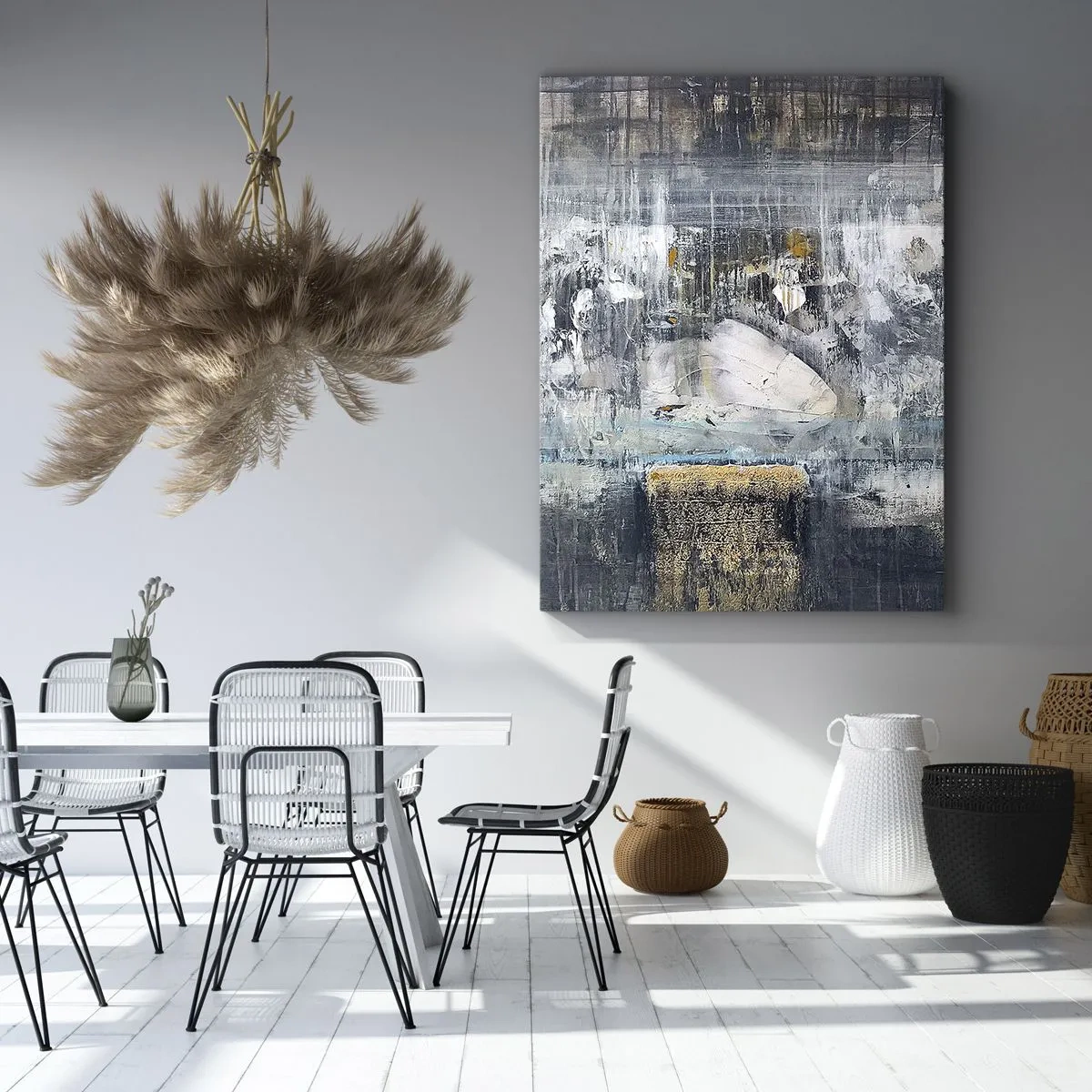 Quadro su tela - Stampe su Tela - Composizione astratta in toni freddi - 50x70cm - Talvolta è facile, talvolta è difficile - Decorazione murale moderna per soggiorno e camera da letto ARTTOR