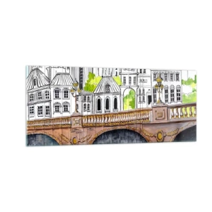 Quadro su vetro - Una città come dipinta - 100x40 cm