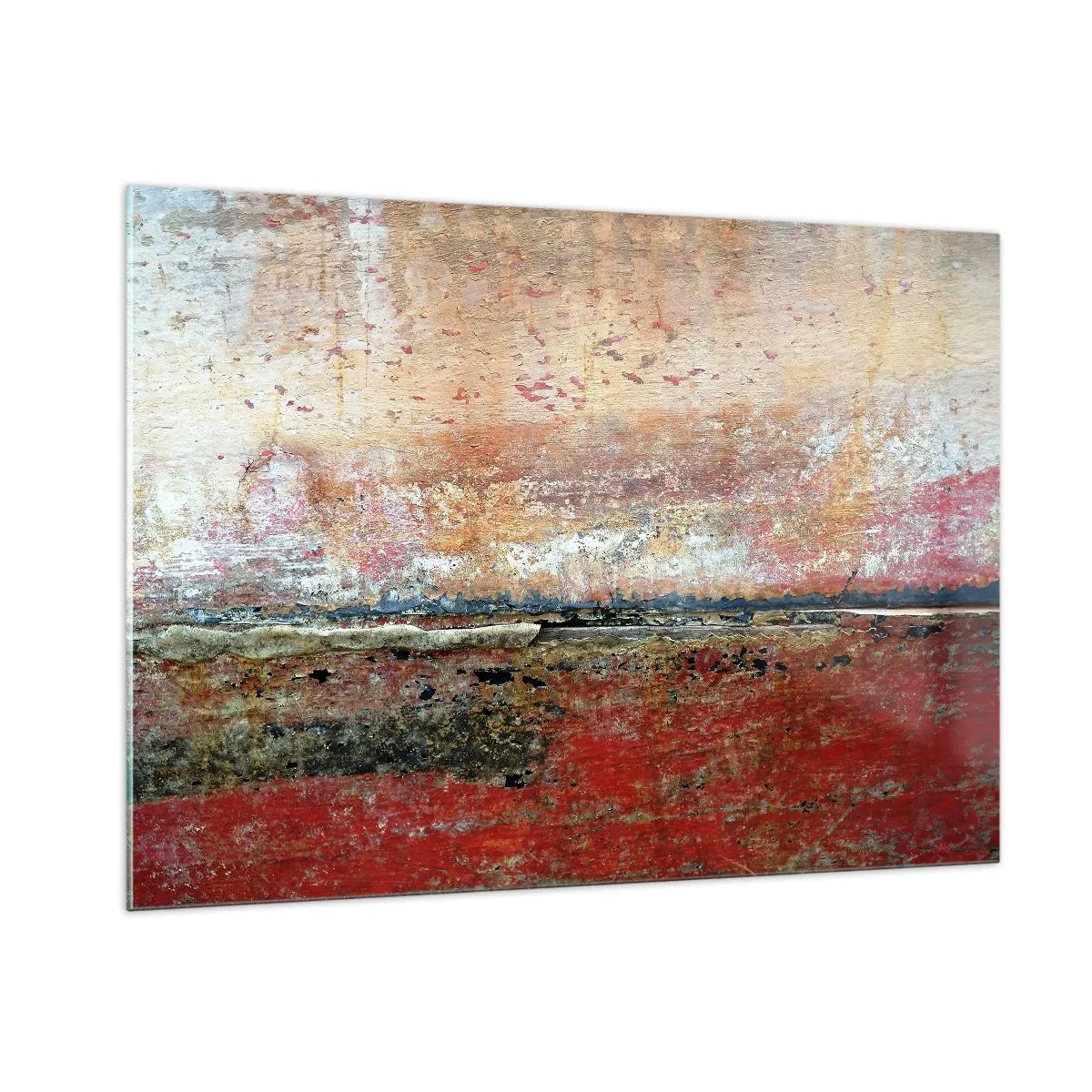 Quadro su vetro - Texture astratta nei toni del rosso e dell'ocra - 100x70cm - Forse è il mare - Decorazione murale moderna per soggiorno e camera da letto ARTTOR