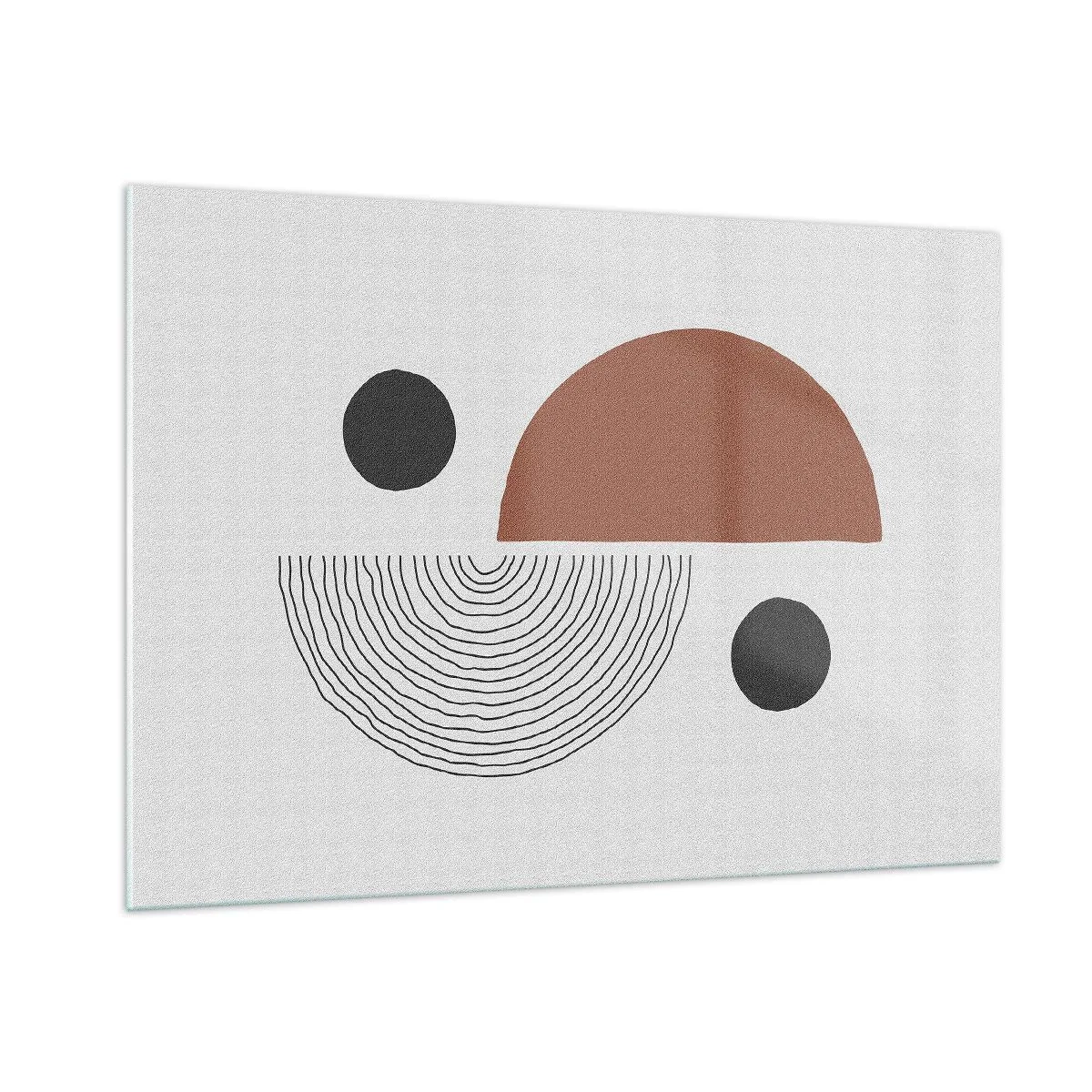 Quadro su vetro - Figure geometriche su sfondo chiaro in stile astratto - 100x70cm - La perfezione del cerchio - Decorazione murale moderna per soggiorno e camera da letto ARTTOR