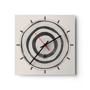 Orologio da parete - Orologio in Vetro - Cerchi minimalisti in bianco e nero su uno sfondo chiaro - 30x30cm - Conta ciò che sta in mezzo - Decorazione murale moderna per soggiorno e camera da letto ARTTOR