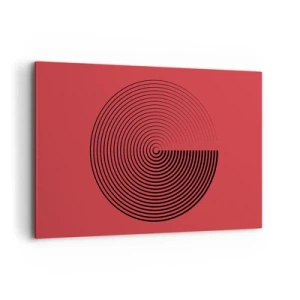 Quadro su tela - Stampe su Tela - Cerchi concentrici su sfondo rosso - 120x80cm - Movimento circolare - Decorazione murale moderna per soggiorno e camera da letto ARTTOR