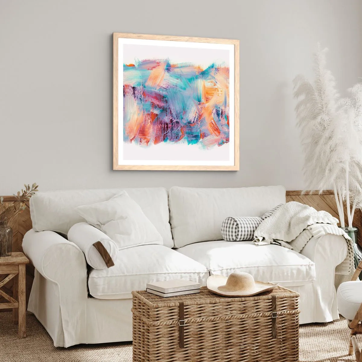 Poster in cornice rovere chiaro - Caos colorato - 60x60 cm