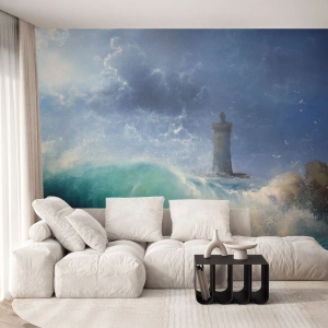 Fotomurali Autoadesivo Deluxe Sticker - In difesa contro gli elementi - Paesaggio, Faro, Tempesta - 450x315 cm