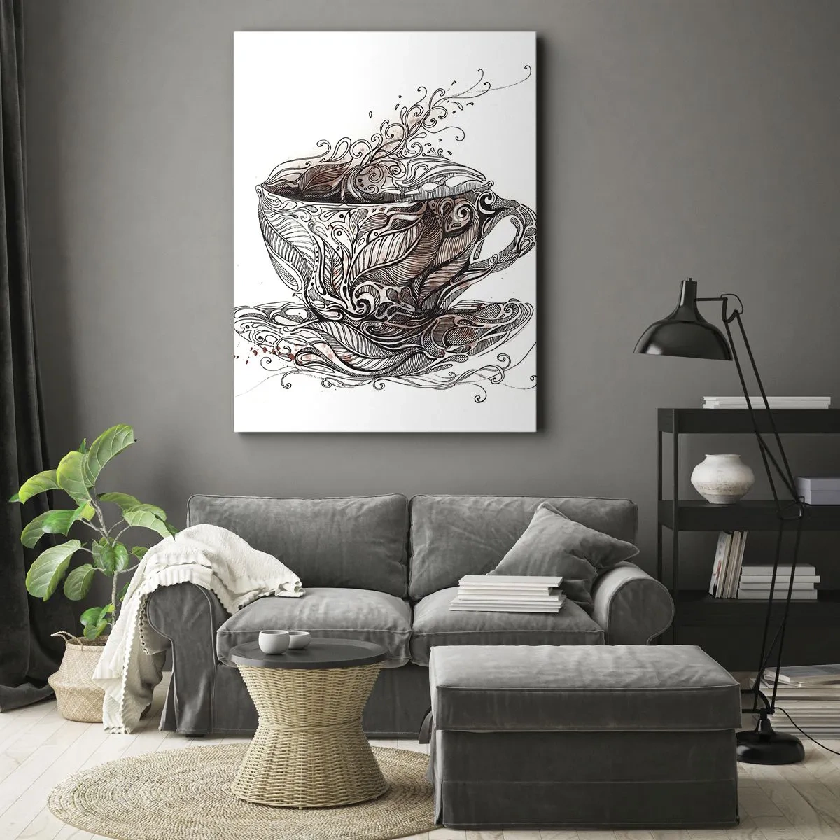 Quadro su tela - Stampe su Tela - Tazza da caffè decorativa con motivo artistico - 70x100cm - Il tè fa bene a tutto - Decorazione murale moderna per soggiorno e camera da letto ARTTOR