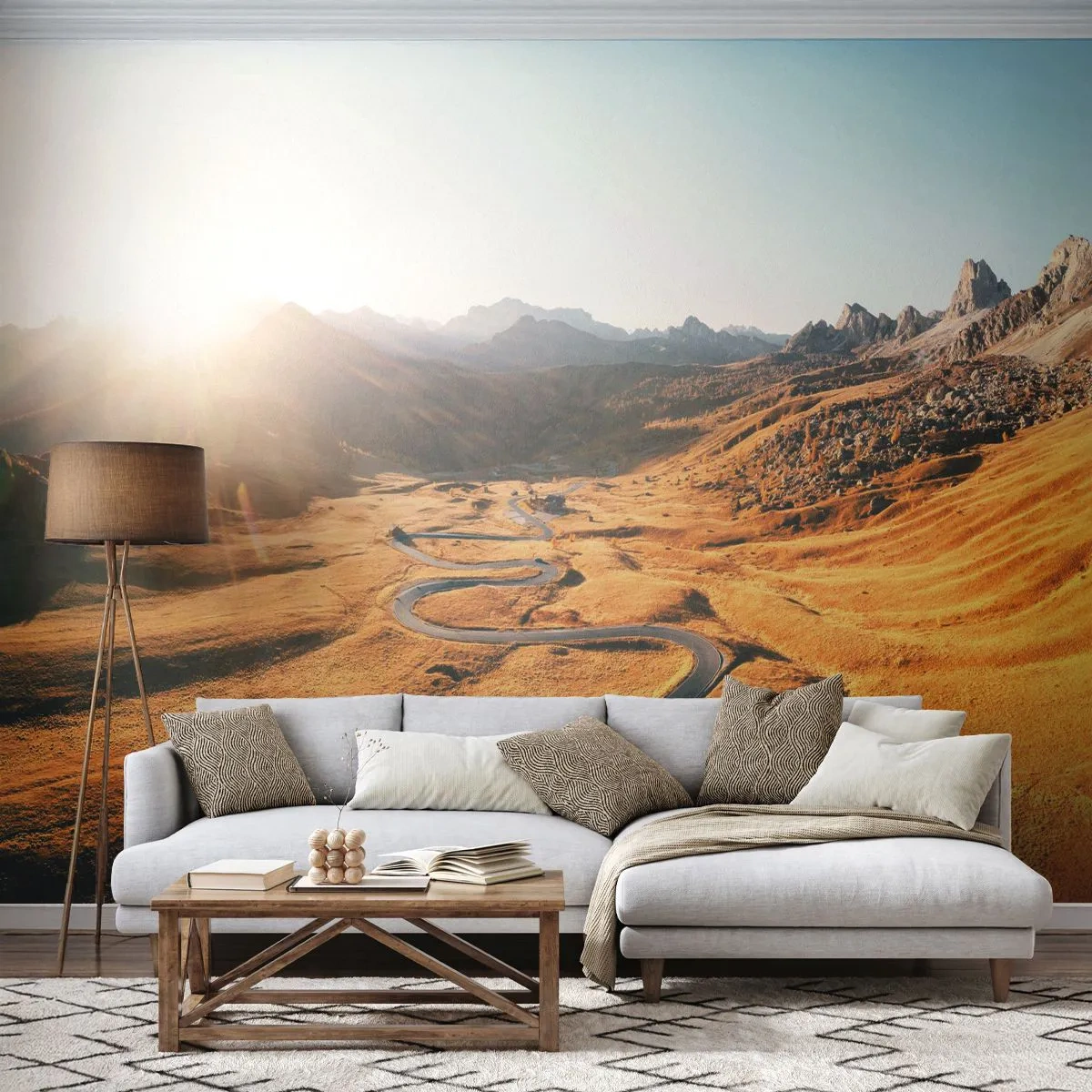 Fotomurali Premium Sand - Nella valle dorata - Paesaggio, Montagne, Italia - 100x70 cm