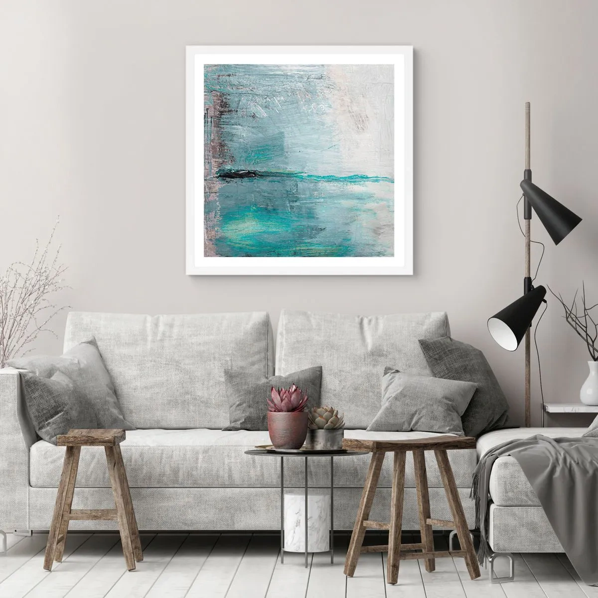 Poster in cornice bianca - Orizzonte nel blu - 30x30 cm