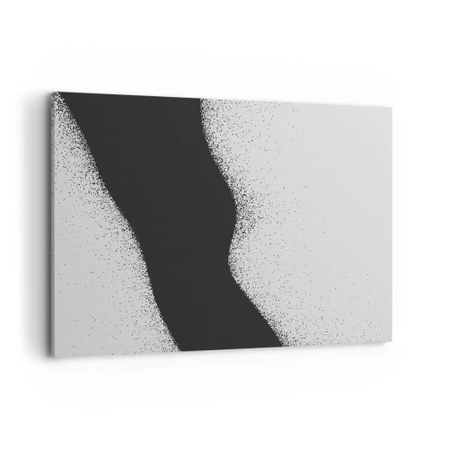 Quadro su tela - Stampe su Tela - Motivo astratto in bianco e nero con delicati punti su tela - 120x80cm - Equilibrio fluido - Decorazione murale moderna per soggiorno e camera da letto ARTTOR