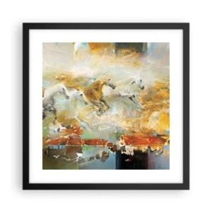 Poster in cornice nera - Al galoppo attraverso la luce - 40x40 cm