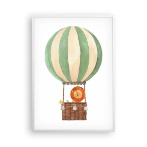 Poster in cornice bianca - I viaggi del leone - 70x100 cm