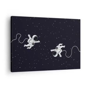 Quadro su tela - Stampe su Tela - Astronauti che fluttuano nello spazio con uno sfondo di stelle - 70x50cm - Danza cosmica - Decorazione murale moderna per soggiorno e camera da letto ARTTOR