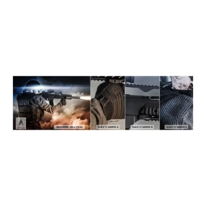 Campione di Fotomurale Premium Sand - Semplicemente un eroe - Militare, Arma, Soldato - 100x30 cm