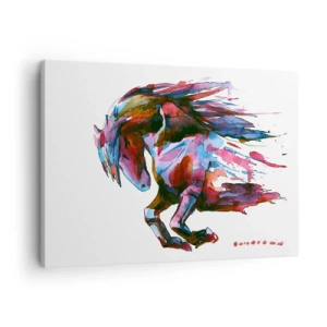 Quadro su tela - Stampe su Tela - Un cavallo dai colori astratti e dinamici che simboleggia la libertà - 70x50cm - In estasi - Decorazione murale moderna per soggiorno e camera da letto ARTTOR