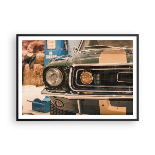 Poster in cornice nera - Un'auto retrò iconica in un ambiente classico - 100x70cm - Incontro con la leggenda - Decorazione murale moderna per soggiorno e camera da letto ARTTOR