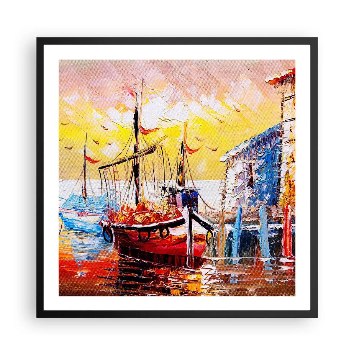 Poster in cornice nera - Ritorno felice - 60x60 cm