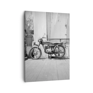 Quadro su tela - Stampe su Tela - Foto in bianco e nero di una motocicletta classica - 50x70cm - La classicità sopra a tutto - Decorazione murale moderna per soggiorno e camera da letto ARTTOR