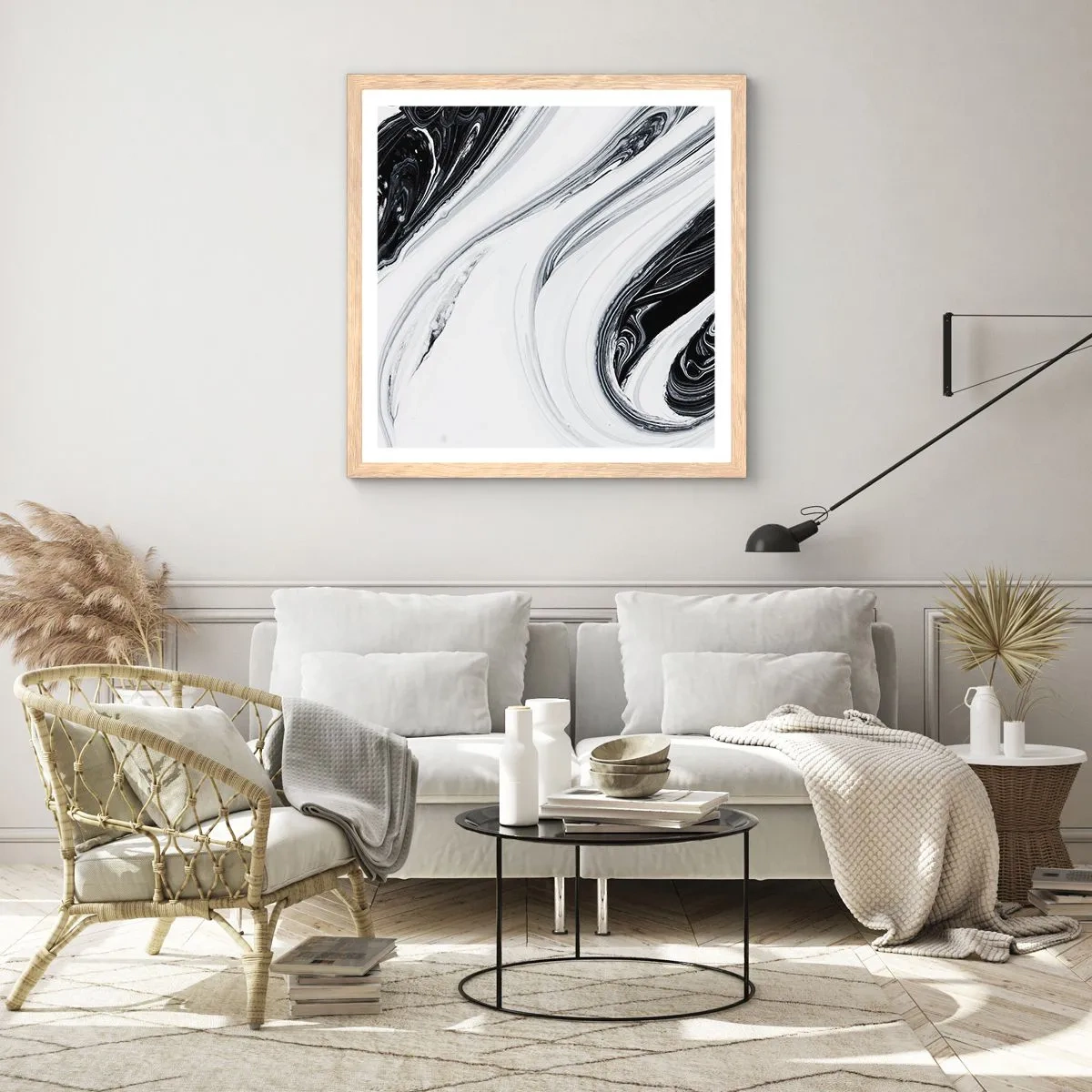 Poster in cornice rovere chiaro - L'unione degli opposti - 50x50 cm