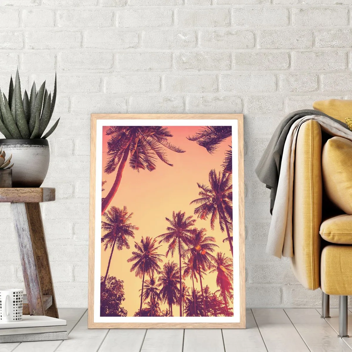 Poster in cornice rovere chiaro - Composizione tropicale - 50x70 cm