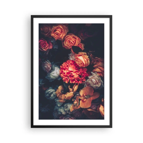 Poster in cornice nera - Una composizione di fiori scuri con un pizzico di estetica barocca - 50x70cm - Come i maestri olandesi - Decorazione murale moderna per soggiorno e camera da letto ARTTOR