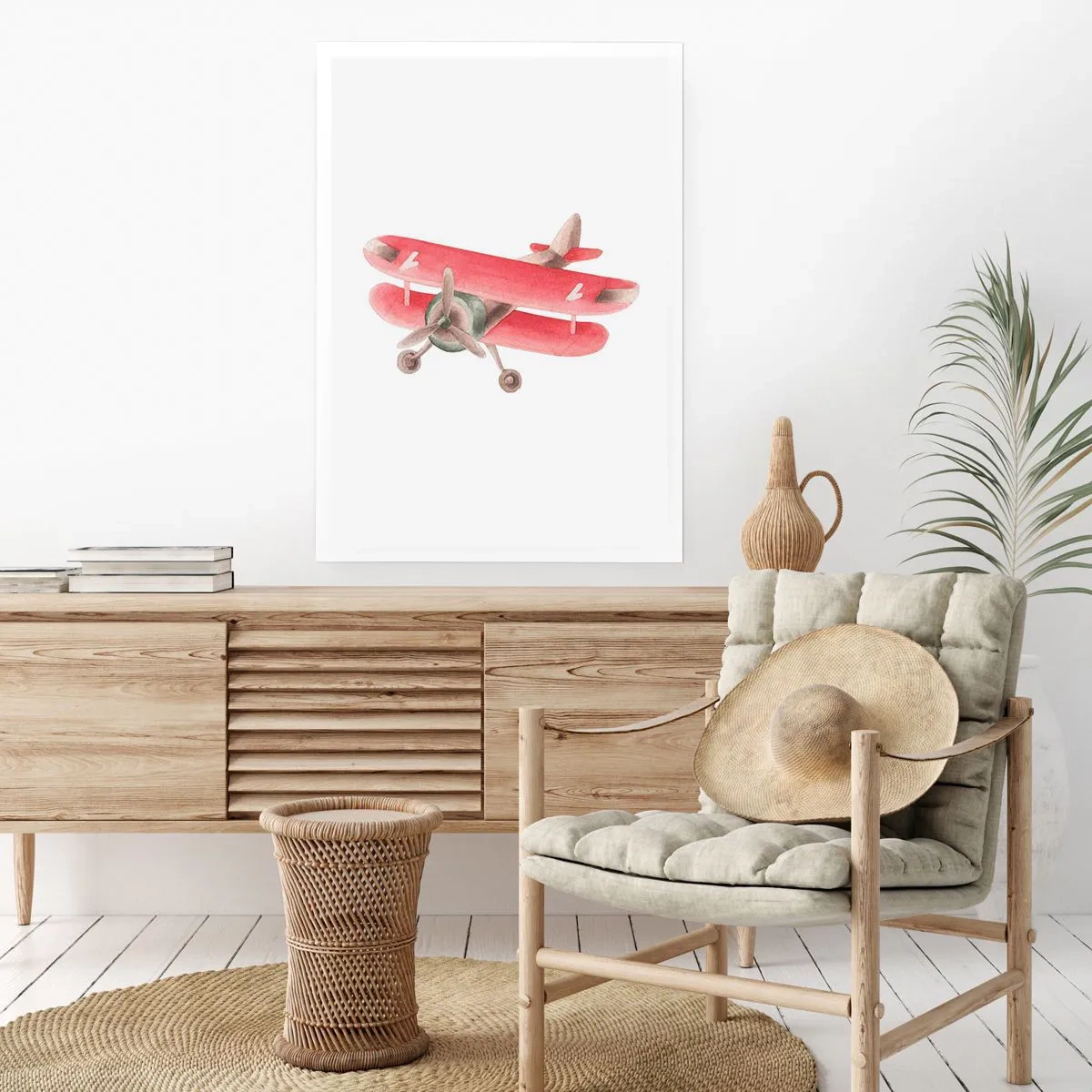 Poster - Un affascinante biplano retrò rosso - 50x70cm - Pronto a volare alto - Decorazione murale moderna per soggiorno e camera da letto ARTTOR