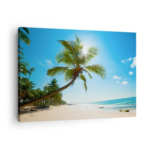 Quadro su tela - Stampe su Tela - Una spiaggia con palme in un paesaggio tropicale - 70x50cm - Non farlo vedere a nessuno - Decorazione murale moderna per soggiorno e camera da letto ARTTOR
