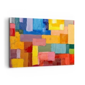Quadro su tela - Stampe su Tela - Rettangoli astratti colorati in diverse tonalità - 100x70cm - Ognuno diverso, tutti colorati - Decorazione murale moderna per soggiorno e camera da letto ARTTOR