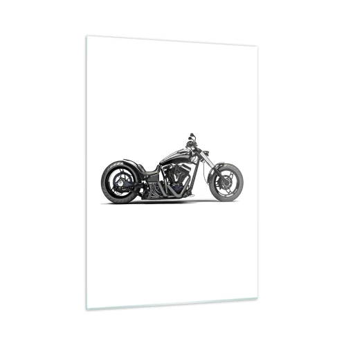 Quadro su vetro - Motocicletta personalizzata nera su sfondo bianco - 50x70cm - Per chi ama la libertà - Decorazione murale moderna per soggiorno e camera da letto ARTTOR